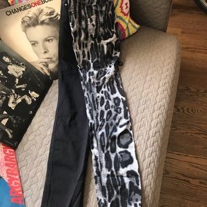 Tripp NYC Split Leg Pants Black /B&W Leopard print